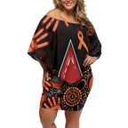 Australia Indigenous Leukemia Awareness Off Shoulder Short Dress Aboriginal Dot Arts - Aussie Hoodie