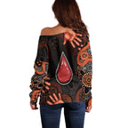 Australia Indigenous Leukemia Awareness Off Shoulder Sweater Aboriginal Dot Arts - Aussie Hoodie