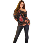 Australia Indigenous Leukemia Awareness Off Shoulder Sweater Aboriginal Dot Arts - Aussie Hoodie