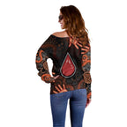 Australia Indigenous Leukemia Awareness Off Shoulder Sweater Aboriginal Dot Arts - Aussie Hoodie