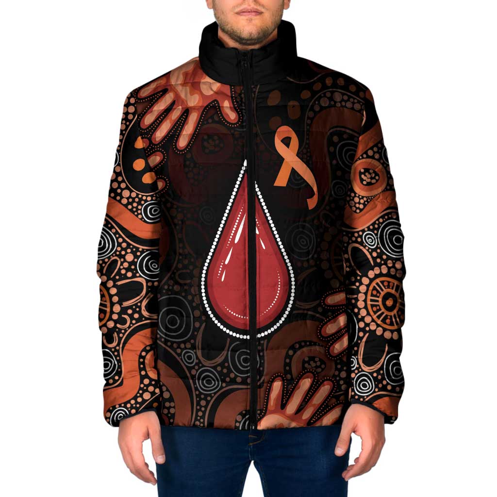 Australia Indigenous Leukemia Awareness Padded Jacket Aboriginal Dot Arts - Aussie Hoodie