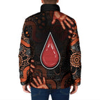 Australia Indigenous Leukemia Awareness Padded Jacket Aboriginal Dot Arts - Aussie Hoodie