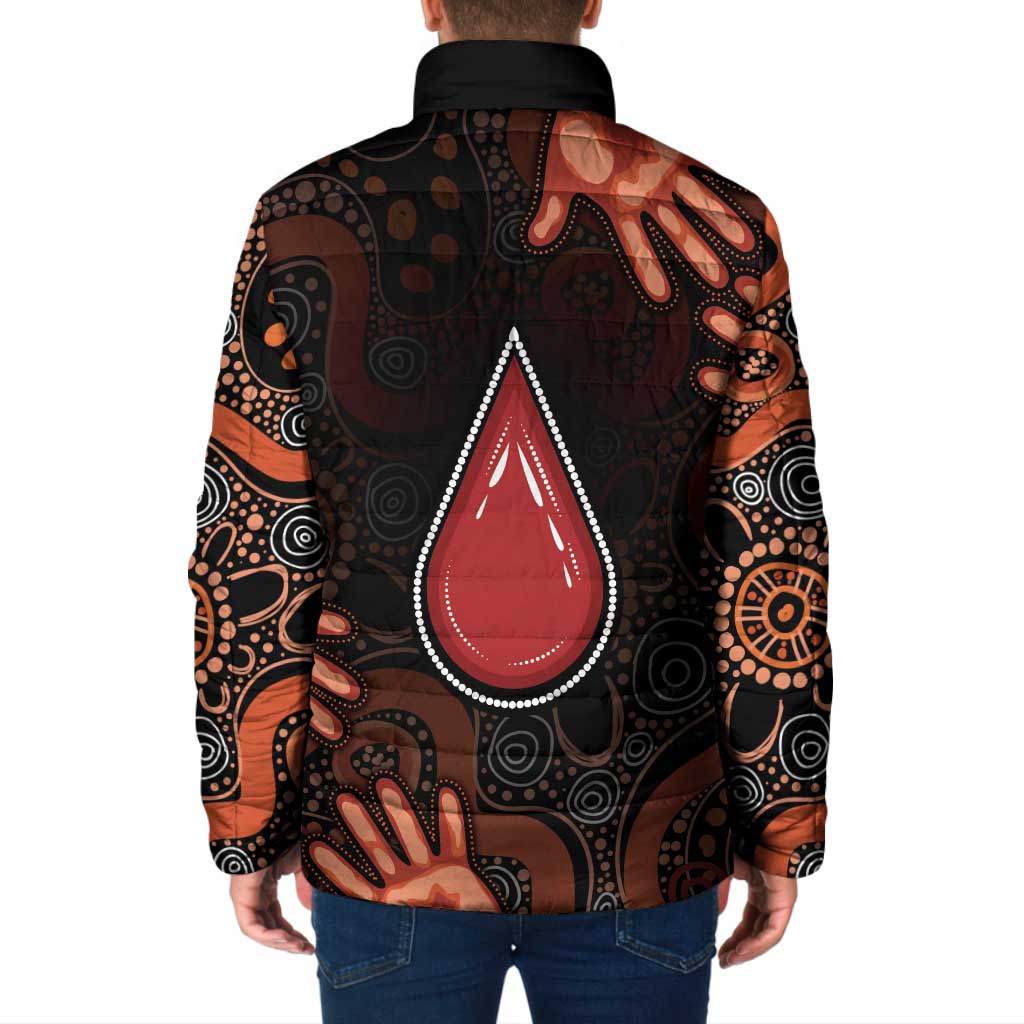 Australia Indigenous Leukemia Awareness Padded Jacket Aboriginal Dot Arts - Aussie Hoodie