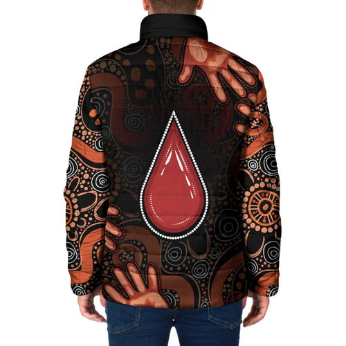 Australia Indigenous Leukemia Awareness Padded Jacket Aboriginal Dot Arts - Aussie Hoodie