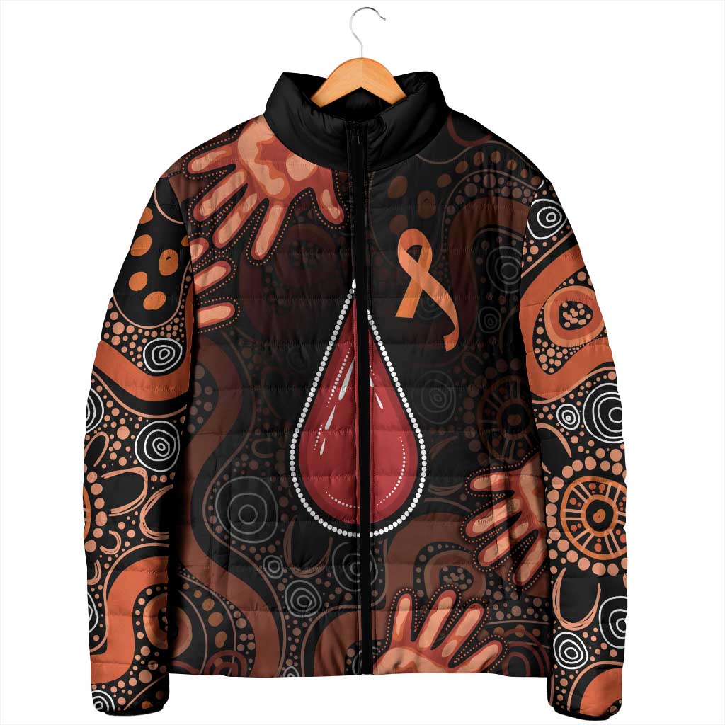 Australia Indigenous Leukemia Awareness Padded Jacket Aboriginal Dot Arts - Aussie Hoodie