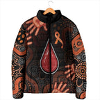 Australia Indigenous Leukemia Awareness Padded Jacket Aboriginal Dot Arts - Aussie Hoodie