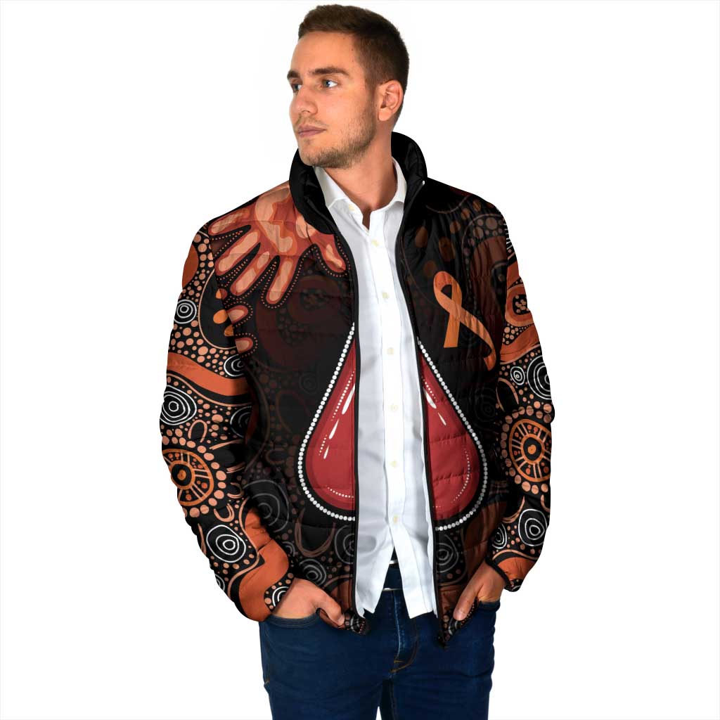 Australia Indigenous Leukemia Awareness Padded Jacket Aboriginal Dot Arts - Aussie Hoodie