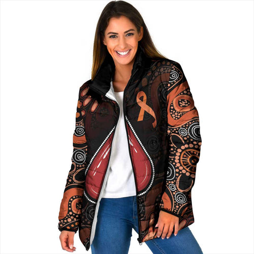Australia Indigenous Leukemia Awareness Padded Jacket Aboriginal Dot Arts - Aussie Hoodie