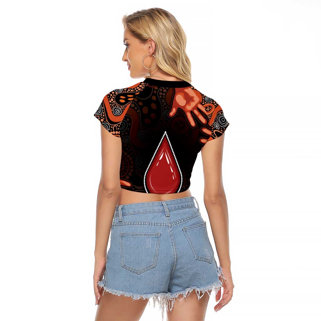 Australia Indigenous Leukemia Awareness Raglan Cropped T Shirt Aboriginal Dot Arts - Aussie Hoodie