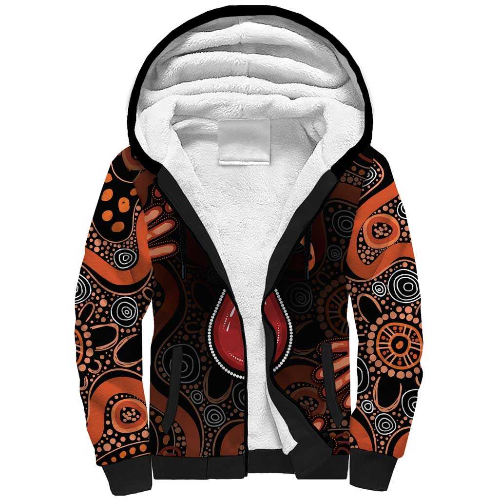 Australia Indigenous Leukemia Awareness Sherpa Hoodie Aboriginal Dot Arts - Aussie Hoodie