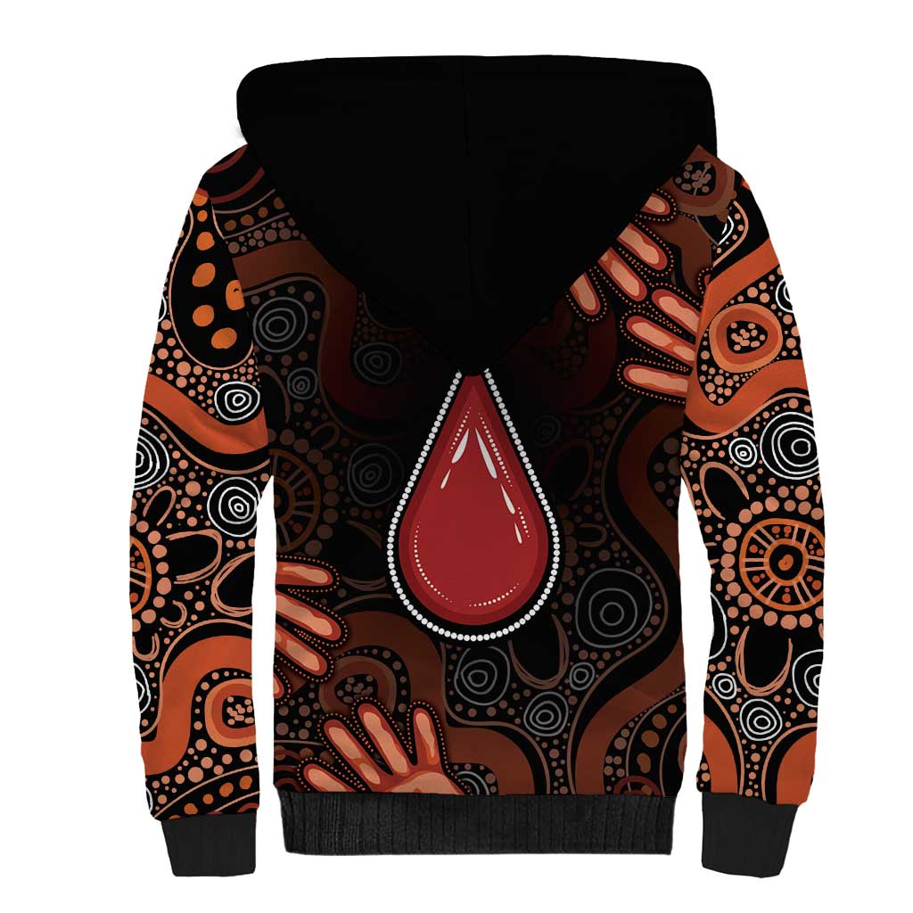 Australia Indigenous Leukemia Awareness Sherpa Hoodie Aboriginal Dot Arts - Aussie Hoodie