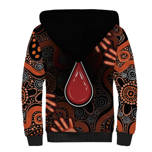 Australia Indigenous Leukemia Awareness Sherpa Hoodie Aboriginal Dot Arts - Aussie Hoodie