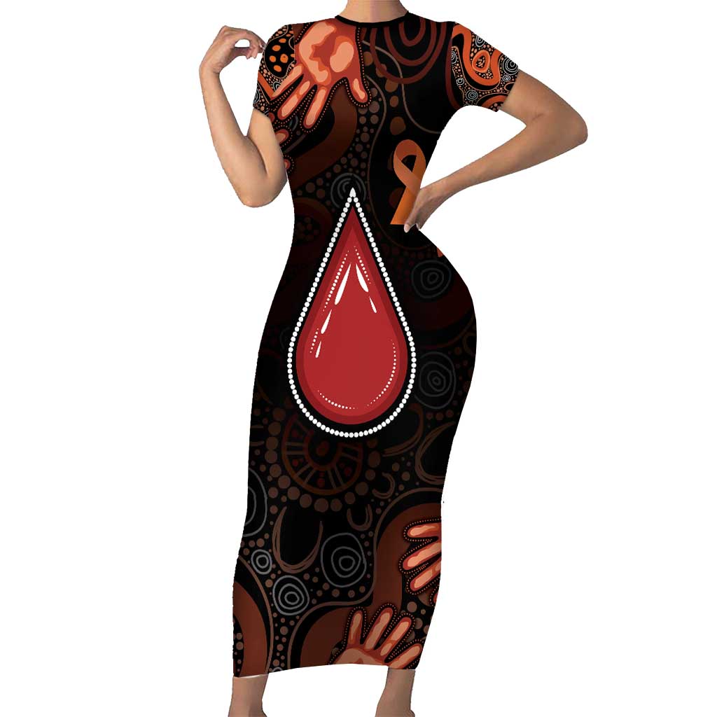 Australia Indigenous Leukemia Awareness Short Sleeve Bodycon Dress Aboriginal Dot Arts - Aussie Hoodie