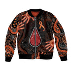 Australia Indigenous Leukemia Awareness Sleeve Zip Bomber Jacket Aboriginal Dot Arts - Aussie Hoodie