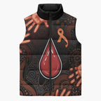 Australia Indigenous Leukemia Awareness Sleeveless Puffer Jacket Aboriginal Dot Arts - Aussie Hoodie