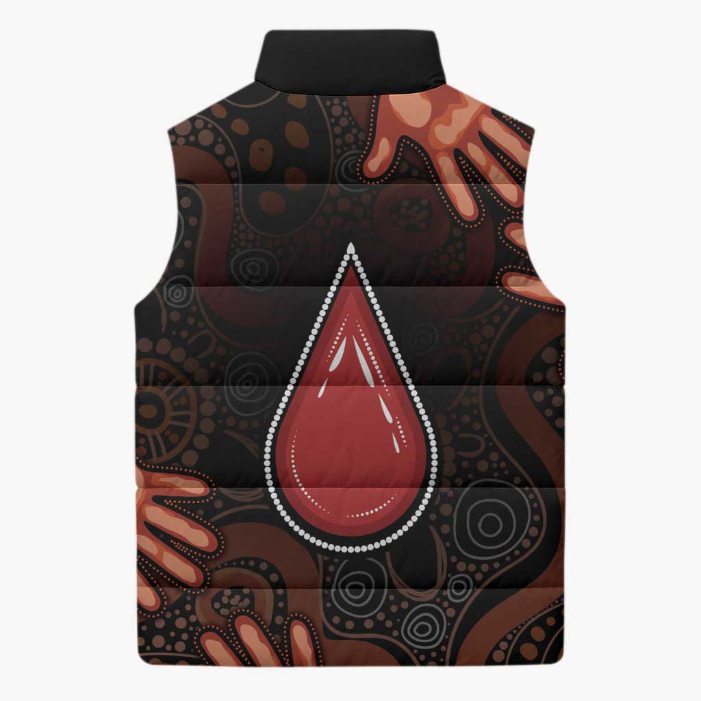 Australia Indigenous Leukemia Awareness Sleeveless Puffer Jacket Aboriginal Dot Arts - Aussie Hoodie