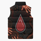 Australia Indigenous Leukemia Awareness Sleeveless Puffer Jacket Aboriginal Dot Arts - Aussie Hoodie