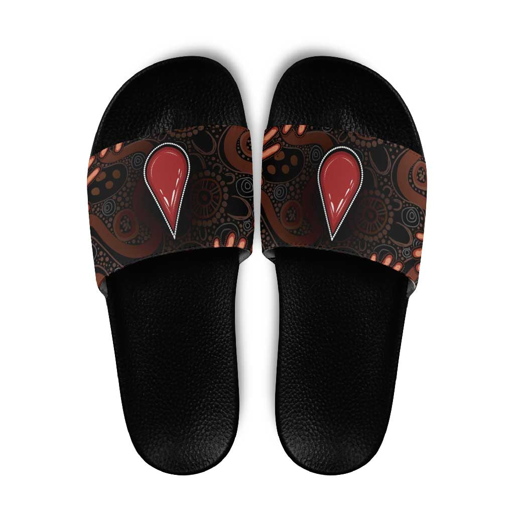 Australia Indigenous Leukemia Awareness Slide Sandals Aboriginal Dot Arts - Aussie Hoodie