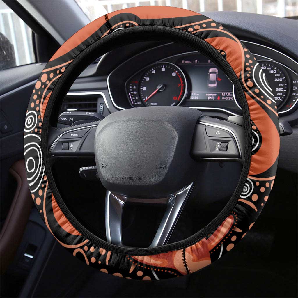 Australia Indigenous Leukemia Awareness Steering Wheel Cover Aboriginal Dot Arts - Aussie Hoodie