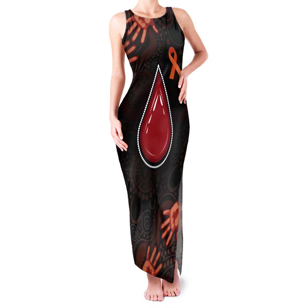 Australia Indigenous Leukemia Awareness Tank Maxi Dress Aboriginal Dot Arts - Aussie Hoodie