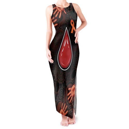 Australia Indigenous Leukemia Awareness Tank Maxi Dress Aboriginal Dot Arts - Aussie Hoodie