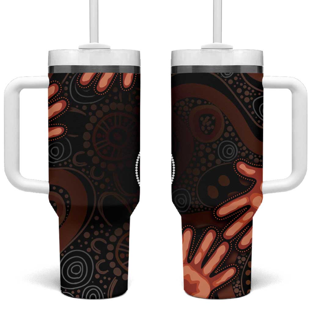 Australia Indigenous Leukemia Awareness Tumbler With Handle Aboriginal Dot Arts - Aussie Hoodie