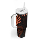 Australia Indigenous Leukemia Awareness Tumbler With Handle Aboriginal Dot Arts - Aussie Hoodie