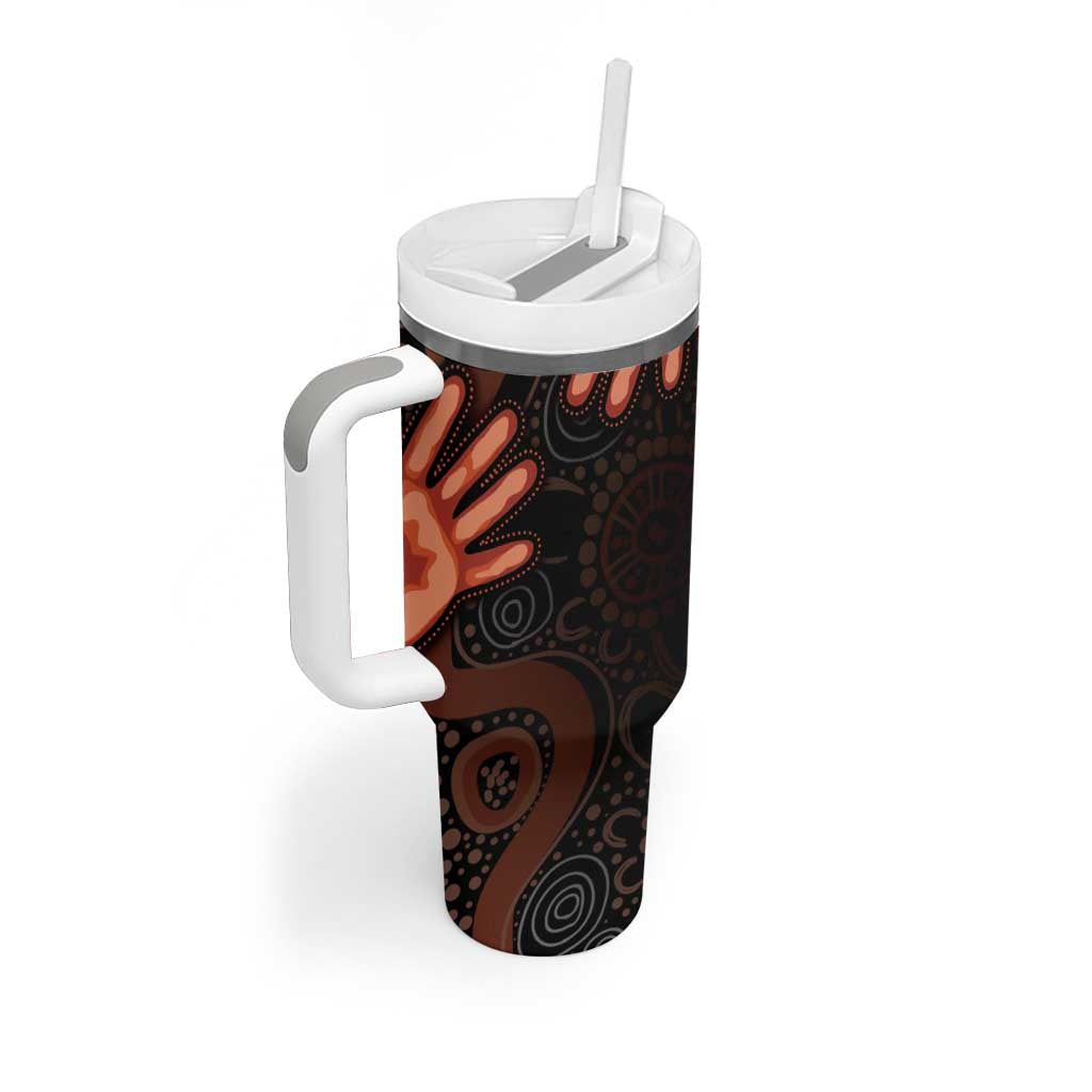 Australia Indigenous Leukemia Awareness Tumbler With Handle Aboriginal Dot Arts - Aussie Hoodie