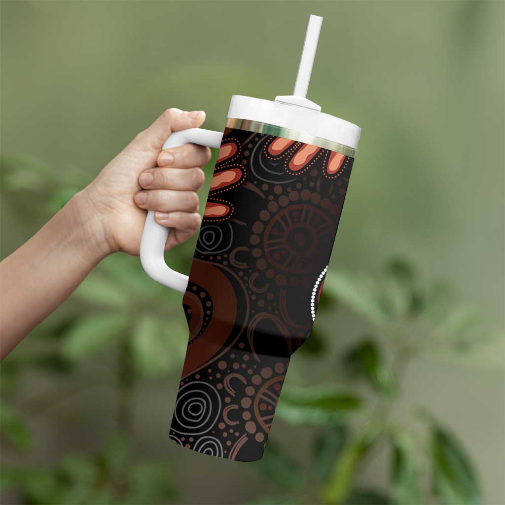 Australia Indigenous Leukemia Awareness Tumbler With Handle Aboriginal Dot Arts - Aussie Hoodie