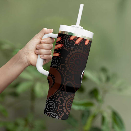 Australia Indigenous Leukemia Awareness Tumbler With Handle Aboriginal Dot Arts - Aussie Hoodie