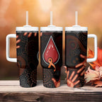 Australia Indigenous Leukemia Awareness Tumbler With Handle Aboriginal Dot Arts - Aussie Hoodie