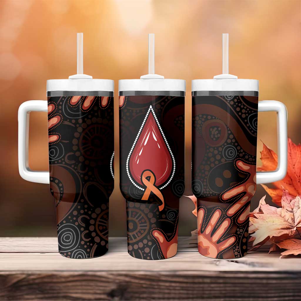 Australia Indigenous Leukemia Awareness Tumbler With Handle Aboriginal Dot Arts - Aussie Hoodie