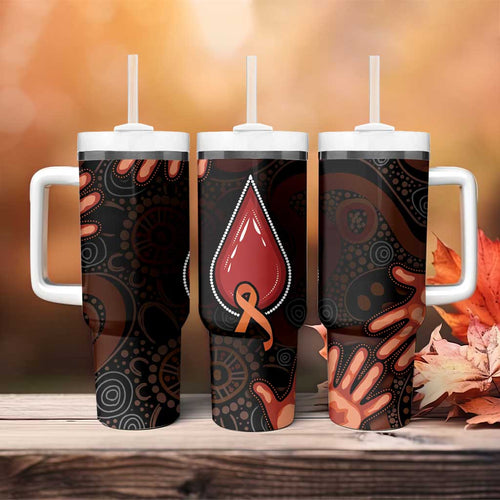 Australia Indigenous Leukemia Awareness Tumbler With Handle Aboriginal Dot Arts - Aussie Hoodie
