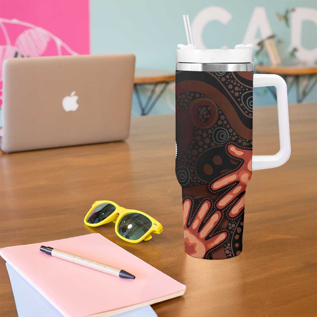 Australia Indigenous Leukemia Awareness Tumbler With Handle Aboriginal Dot Arts - Aussie Hoodie