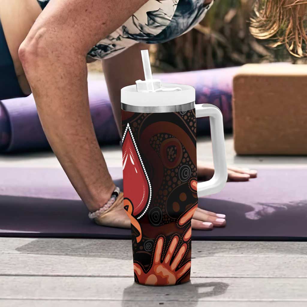 Australia Indigenous Leukemia Awareness Tumbler With Handle Aboriginal Dot Arts - Aussie Hoodie