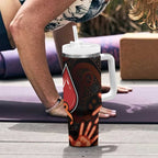 Australia Indigenous Leukemia Awareness Tumbler With Handle Aboriginal Dot Arts - Aussie Hoodie