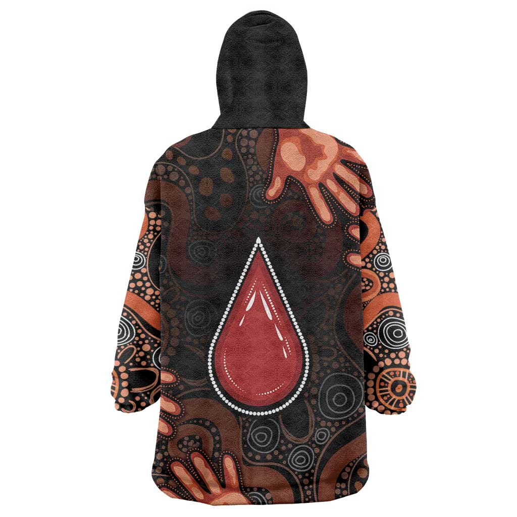 Australia Indigenous Leukemia Awareness Wearable Blanket Hoodie Aboriginal Dot Arts - Aussie Hoodie