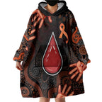 Australia Indigenous Leukemia Awareness Wearable Blanket Hoodie Aboriginal Dot Arts - Aussie Hoodie