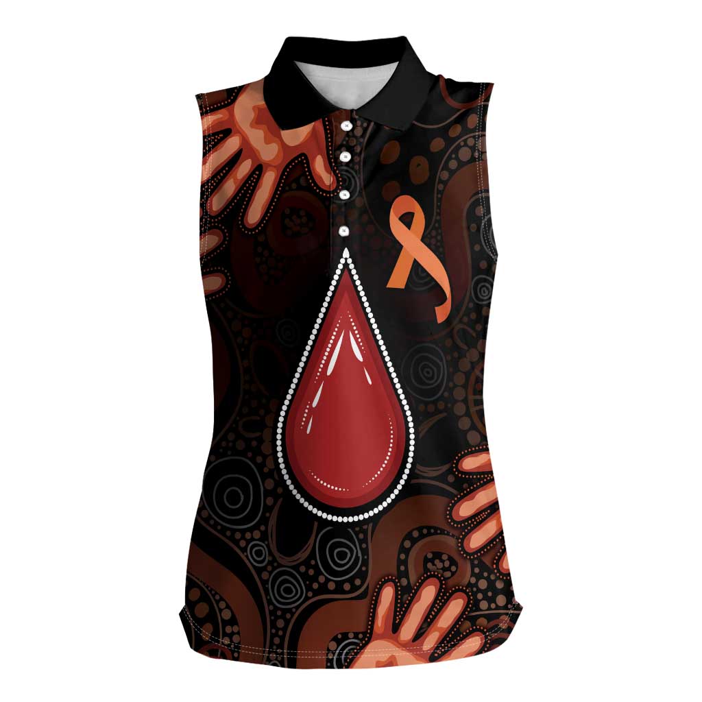 Australia Indigenous Leukemia Awareness Women Sleeveless Polo Shirt Aboriginal Dot Arts - Aussie Hoodie