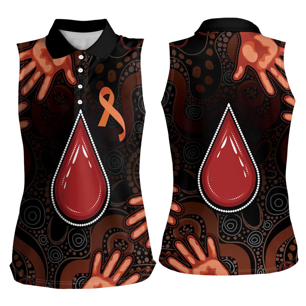 Australia Indigenous Leukemia Awareness Women Sleeveless Polo Shirt Aboriginal Dot Arts - Aussie Hoodie
