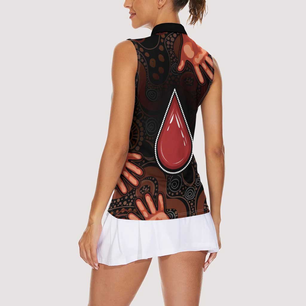 Australia Indigenous Leukemia Awareness Women Sleeveless Polo Shirt Aboriginal Dot Arts - Aussie Hoodie