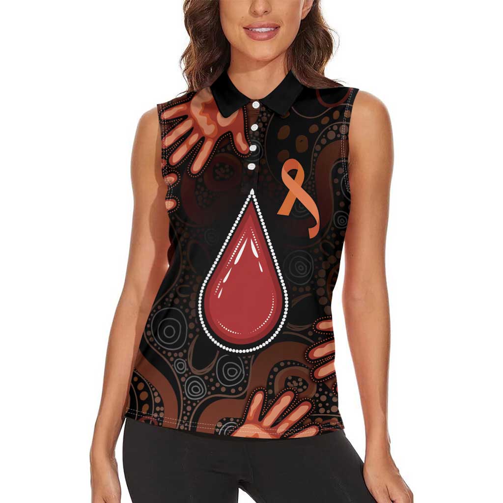 Australia Indigenous Leukemia Awareness Women Sleeveless Polo Shirt Aboriginal Dot Arts - Aussie Hoodie