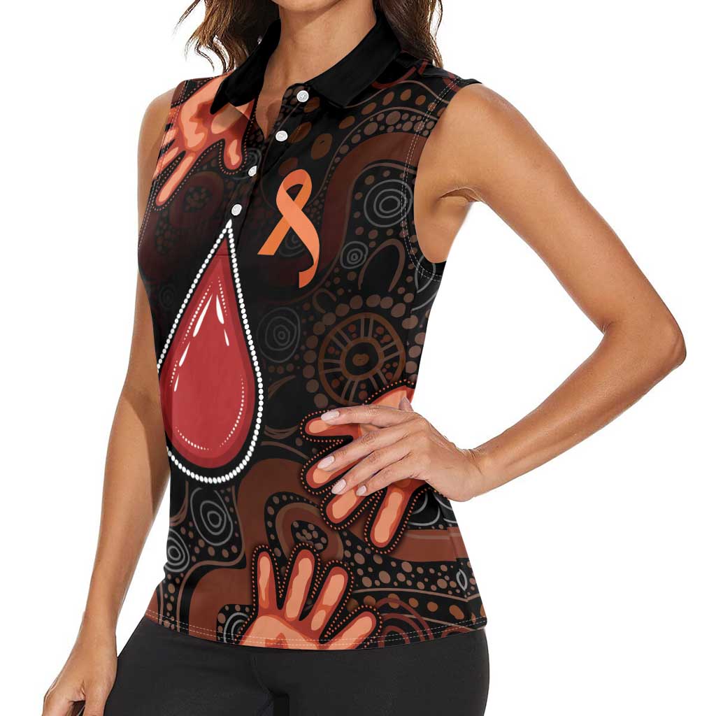 Australia Indigenous Leukemia Awareness Women Sleeveless Polo Shirt Aboriginal Dot Arts - Aussie Hoodie