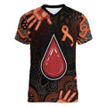 Australia Indigenous Leukemia Awareness Women V-Neck T-Shirt Aboriginal Dot Arts - Aussie Hoodie