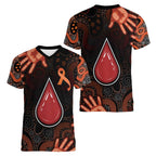 Australia Indigenous Leukemia Awareness Women V-Neck T-Shirt Aboriginal Dot Arts - Aussie Hoodie