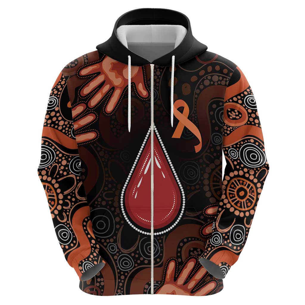 Australia Indigenous Leukemia Awareness Zip Hoodie Aboriginal Dot Arts - Aussie Hoodie