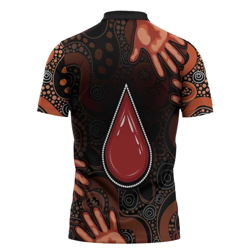 Australia Indigenous Leukemia Awareness Zipper Polo Shirt Aboriginal Dot Arts - Aussie Hoodie