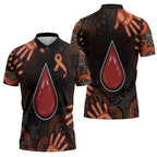 Australia Indigenous Leukemia Awareness Zipper Polo Shirt Aboriginal Dot Arts - Aussie Hoodie