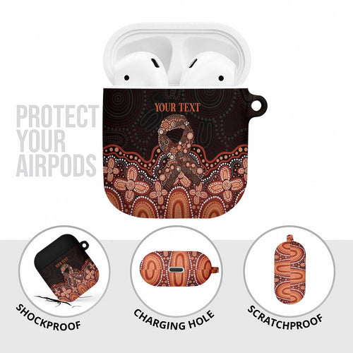 Australia Indigenous Personalized AirPods Case Fight Leukemia Orange Ribbons - Aussie Hoodie