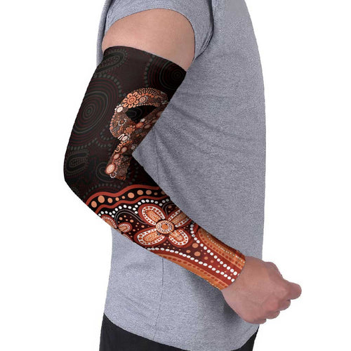 Australia Indigenous Personalized Arm Sleeves Fight Leukemia Orange Ribbons - Aussie Hoodie